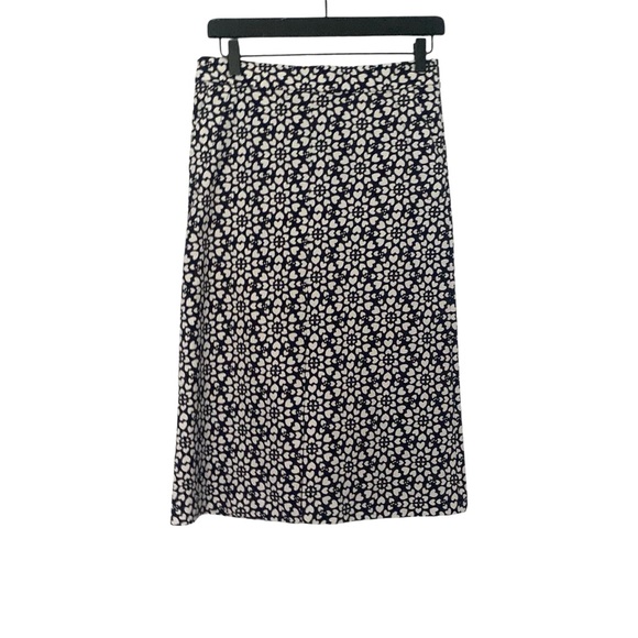 Boden Women’s 4R Navy Blue & Whte Heart Print Side Zip Midi Skirt with Pockets - Picture 1 of 6